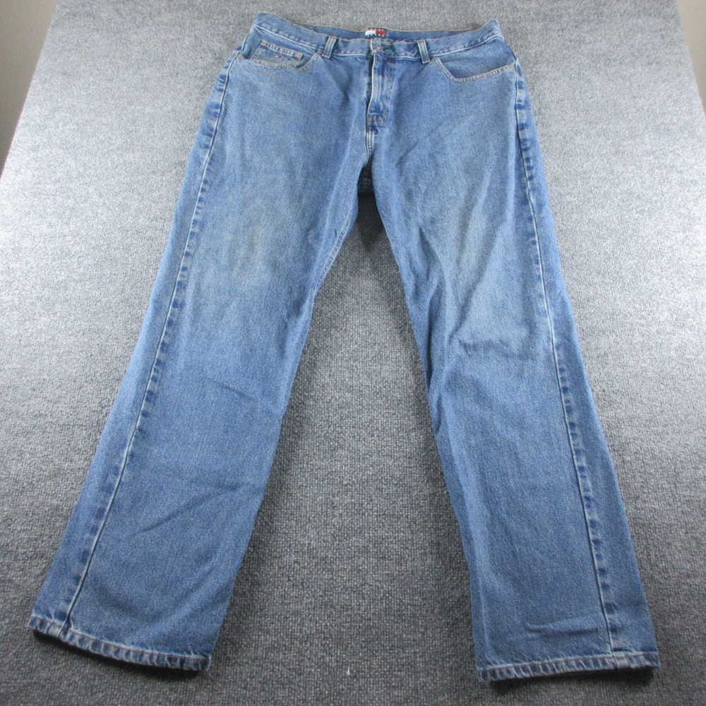 VINTAGE‎ Tommy Hilfiger Jeans Mens 38x32 Blue Straight Leg Baggy Workwear 90s